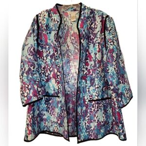 Drapers & Damon's Open Lightweight  Watercolor Jacket Size Med Linen Silk Look